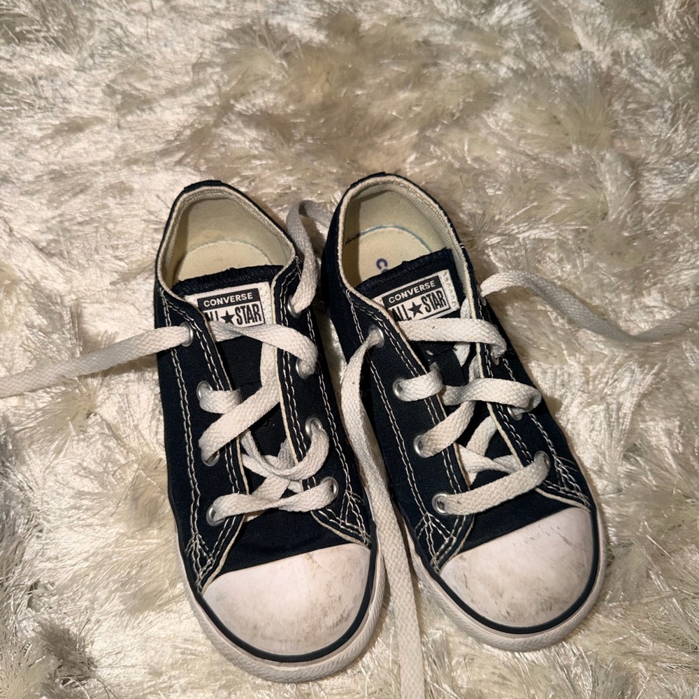 Converse Kids Black Low-Top Canvas Sneakers with White Accents